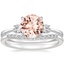 18KW Morganite Selene Diamond Ring with Petite Curved Diamond Ring, smalltop view