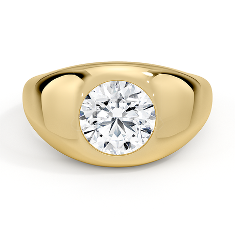 Flush Set Solitaire Diamond Dome Ring