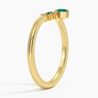 Lunette Lab Emerald and Diamond Contoured Ring