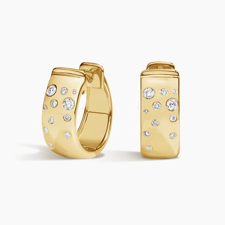 Cascading Diamond Wide Huggie Hoops