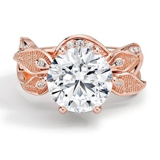 Custom Petal and Twisted Vine Diamond Ring