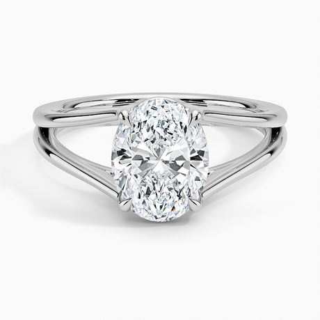 18K White Gold Tressa Split Shank Solitaire Ring