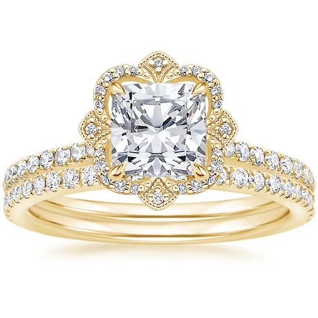 18K Yellow Gold Reina Diamond Ring with Luxe Ballad Diamond Ring (1/4 ct. tw.)