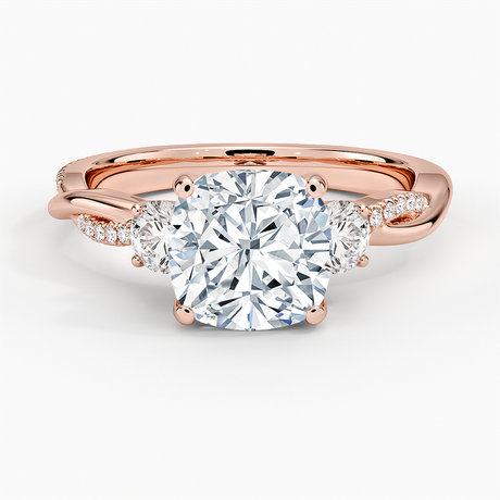 14K Rose Gold Petite Twisted Vine Three Stone Diamond Ring (2/5 ct. tw.)