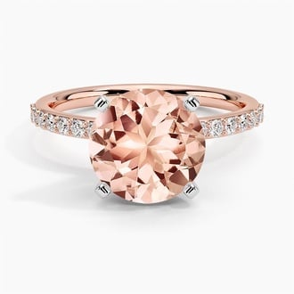 Petite Shared Prong Morganite and Lab Diamond Ring
