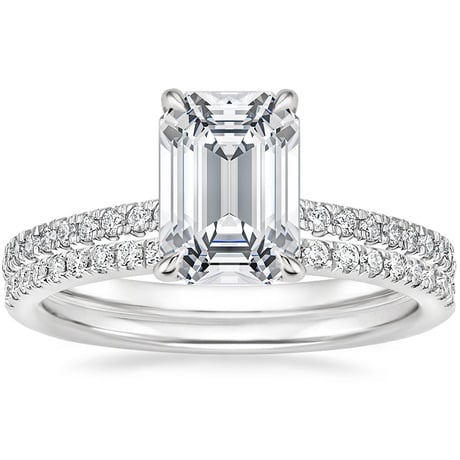 18K White Gold Petite Demi Diamond Ring with Ballad Diamond Ring