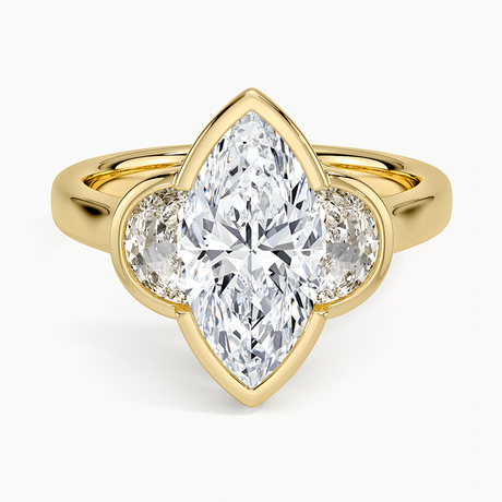 Half Moon Three Stone Bezel Diamond Ring (1/2 ct. tw.)