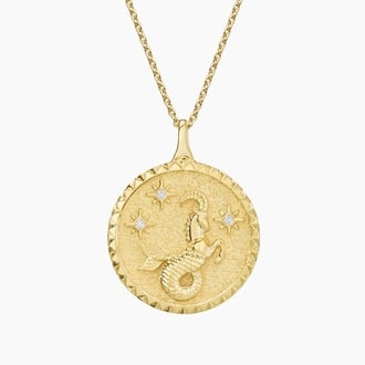 Capricorn Zodiac Diamond Medallion Necklace