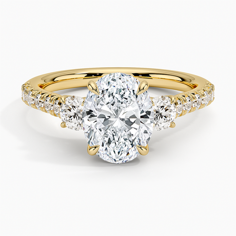 18K Yellow Gold Amelie Three Stone Diamond Ring