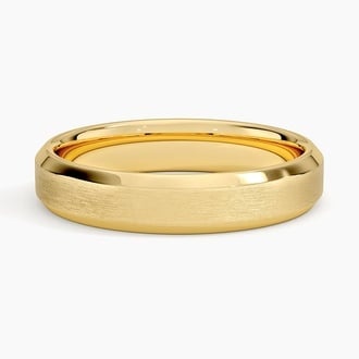 Beveled Edge Matte 4.5mm Wedding Ring in 14K Yellow Gold