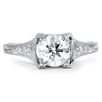 Custom Vintage-Inspired Diamond Ring with Hand Engraving and Milgrain Details
