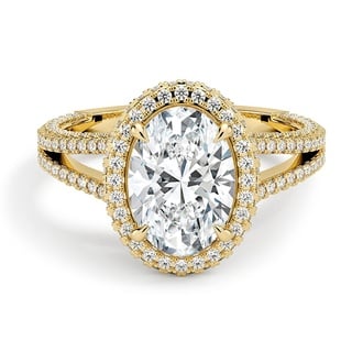 Custom Split Shank Oval Halo Diamond Ring