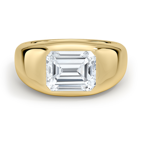 Flush Set Solitaire Diamond Dome Ring
