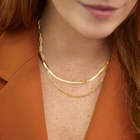 The Trendsetter Herringbone and Paperclip Chain Necklace Set