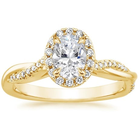 18K Yellow Gold Petite Twisted Vine Halo Diamond Bridal Set (1/3 ct. tw.)