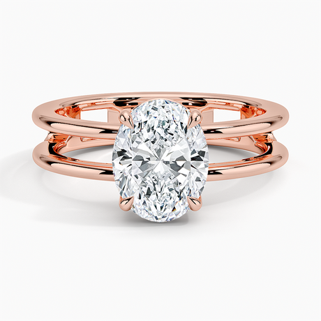 14K Rose Gold Aimee Open Double Band Solitaire Ring