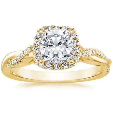 18K Yellow Gold Petite Twisted Vine Halo Diamond Bridal Set (1/3 ct. tw.)