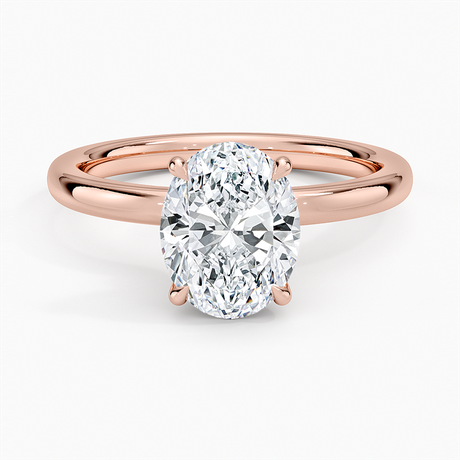 14K Rose Gold Secret Halo 2mm Diamond Ring