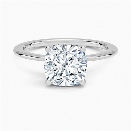 18K White Gold Aimee Solitaire Diamond Ring with Hidden Halo