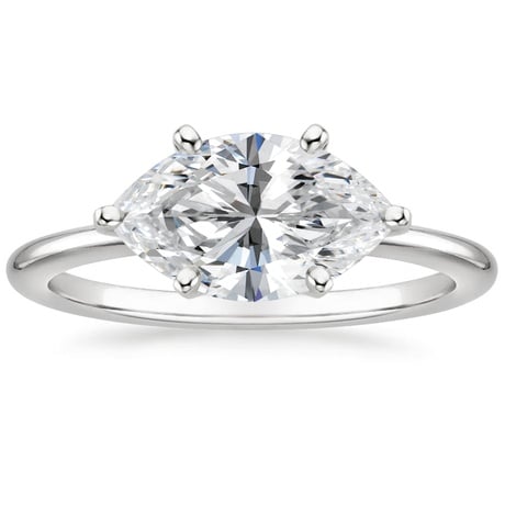 Platinum Horizontal Petite Comfort Fit Solitaire Ring