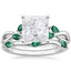 PT Moissanite Willow Bridal Set With Lab Emerald Accents, smalltop view