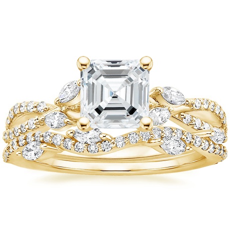 18K Yellow Gold Luxe Willow Diamond Ring (1/4 ct. tw.) with Luxe Winding Willow Diamond Ring (1/4 ct. tw.)
