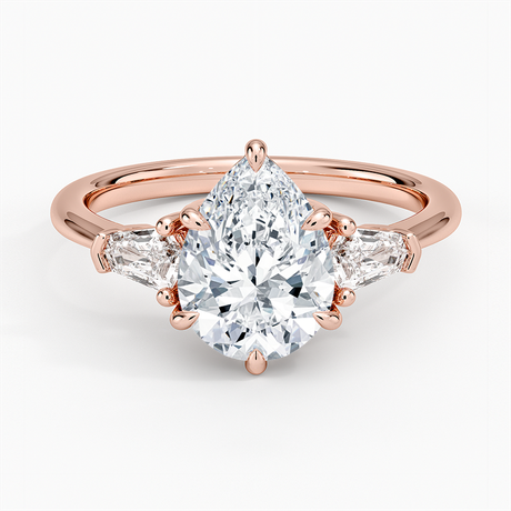 14K Rose Gold Shield Cut Three Stone Diamond Ring (1/4 ct. tw.)