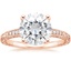 14K Rose Gold Hudson Engraved Diamond Ring, smalltop view