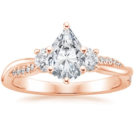 14K Rose Gold Three Stone Petite Twisted Vine Diamond Bridal Set (1/2 ct. tw.)