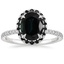 Platinum Waverly Halo Diamond Ring with Black Diamond Accents, smalltop view