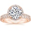 14K Rose Gold Halo Diamond Ring with Side Stones (1/3 ct. tw.) with Petite Shared Prong Eternity Diamond Ring (1/2 ct. tw.)