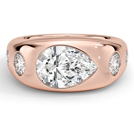 14K Rose Gold Sloane Flush Set Five Stone Diamond Dome Ring