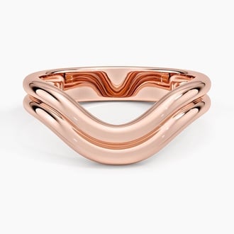 Sculptural Double Band Contoured Wedding Ring in 14K Rose Gold