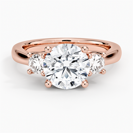 14K Rose Gold Petite Three Stone Trellis Diamond Ring (1/3 ct. tw.)
