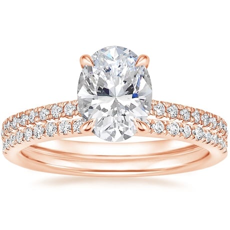 14K Rose Gold Petite Demi Diamond Ring with Ballad Diamond Ring