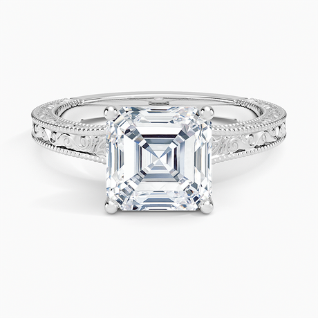 18K White Gold Hudson Engraved Ring