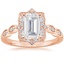 14K Rose Gold Cadenza Halo Diamond Ring, smalltop view