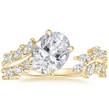 Asymmetrical Leaf Engagement Ring - Sweeping Ivy