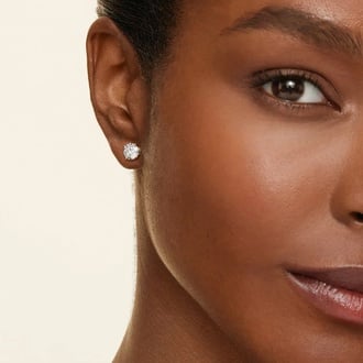 Four-Prong Round Diamond Stud Earrings in 18K Yellow Gold