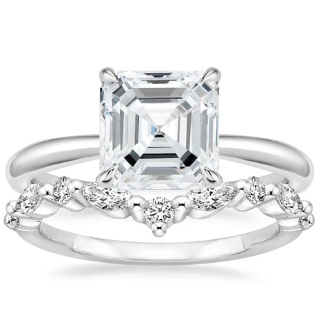 18K White Gold Freesia Ring with Curved Versailles Diamond Ring