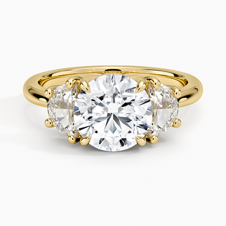 18K Yellow Gold Half Moon Three Stone Diamond Ring (1/2 ct. tw.)