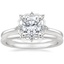 18K White Gold Chantilly Diamond Ring with Petite Comfort Fit Wedding Ring
