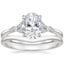 18K White Gold Nadia Diamond Ring with Petite Curved Wedding Ring