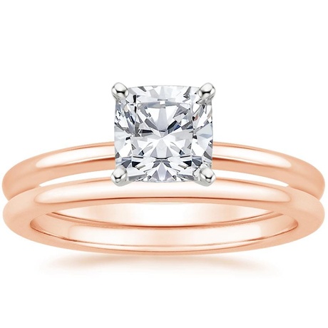 14K Rose Gold Four-Prong Petite Comfort Fit Bridal Set