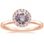 14K Rose Gold Vienna Halo Diamond Ring, smalltop view