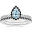 18KW Aquamarine Waverly Diamond Ring with Black Diamond Accents with Luxe Ballad Black Diamond Ring, smalltop view