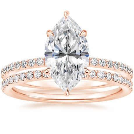 14K Rose Gold Demi Diamond Ring with Luxe Ballad Diamond Ring
