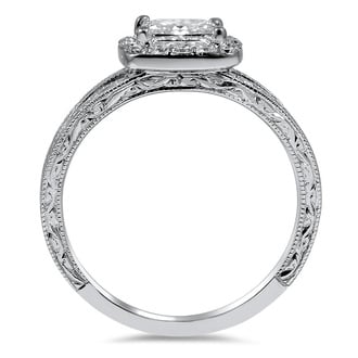 Custom Split-shank Adorned Halo Diamond Ring