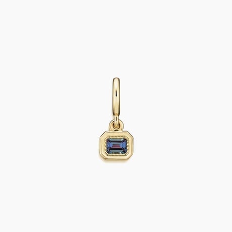 Emerald Cut Lab Alexandrite Milgrain Bezel Charm