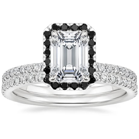 18K White Gold Waverly Diamond Ring with Black Diamond Accents with Luxe Ballad Diamond Ring